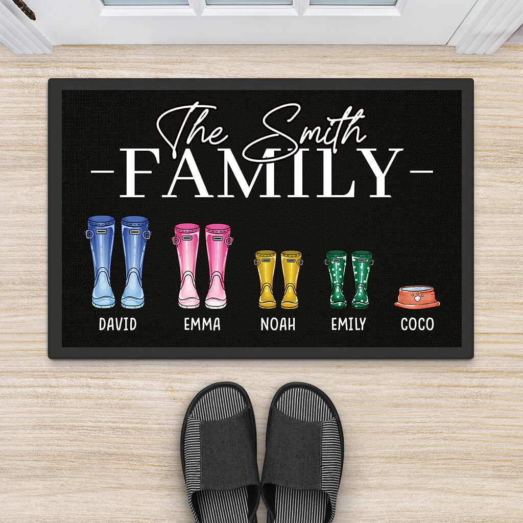 2896DUK2 family boots multi name doormat custom gift ideas for parents