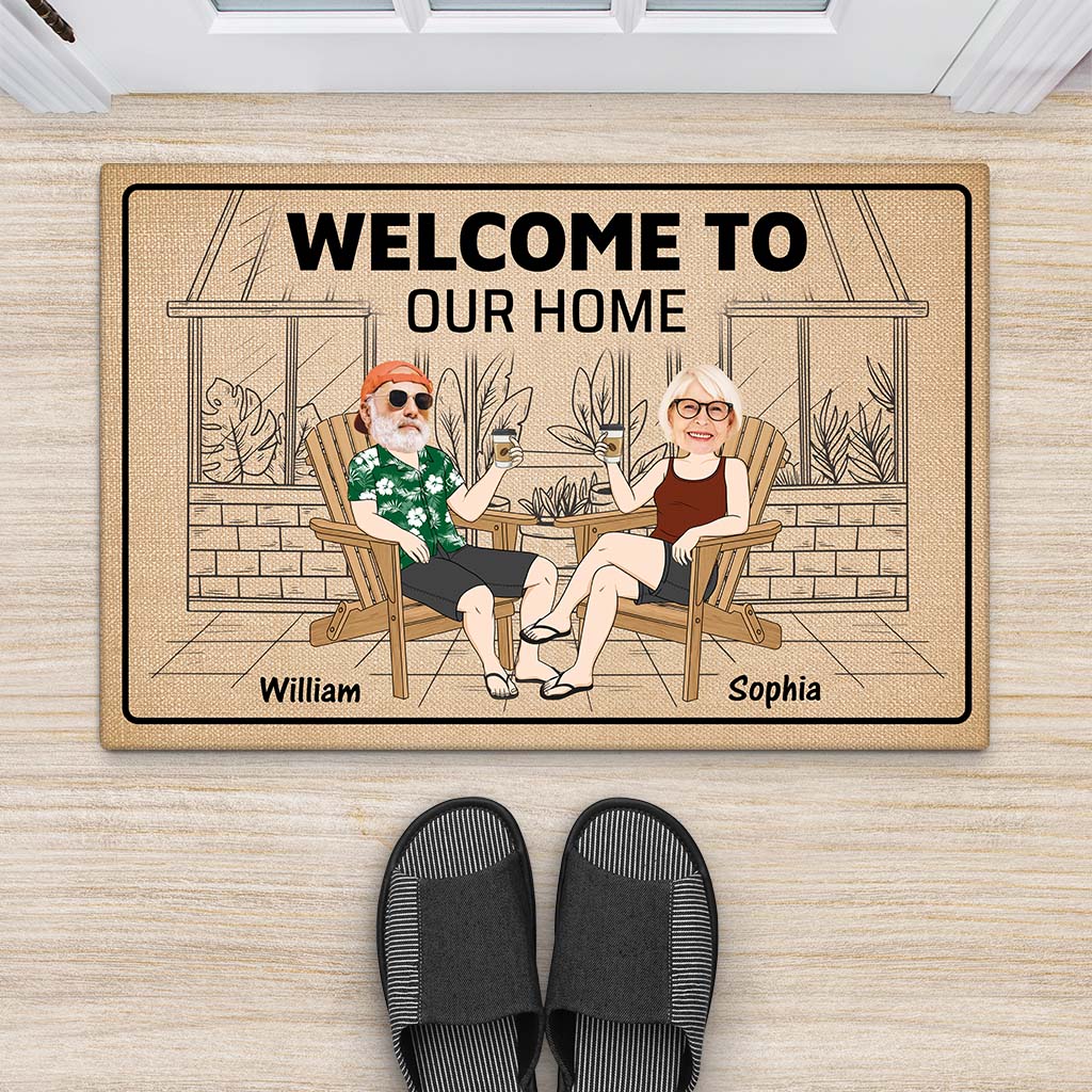 2909DUK2 welcome to our home doormat personalised present ideas for couple