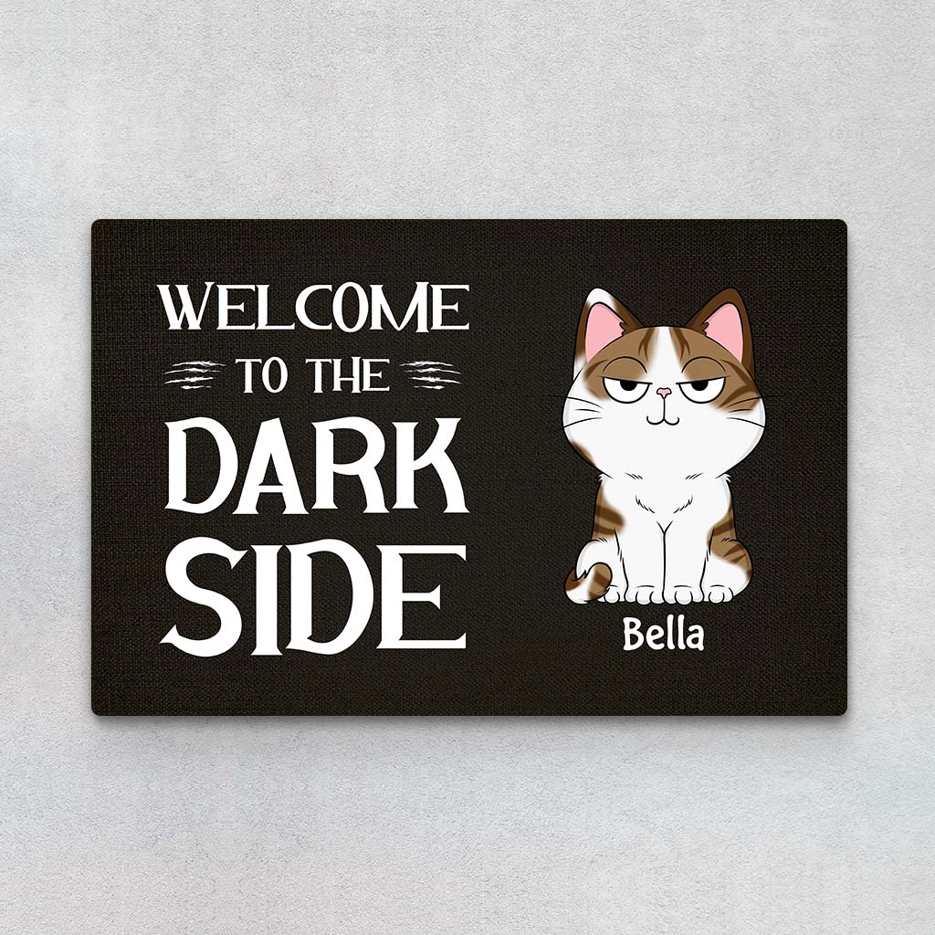 2915DUK1 welcome to the dark side doormat personalised gifts for cat lovers