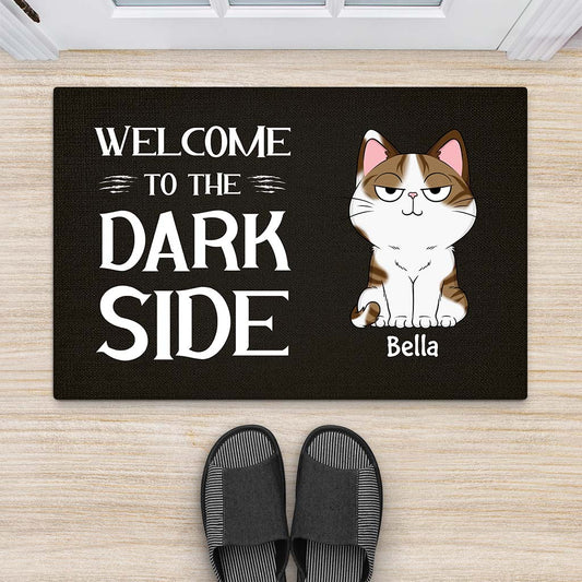 2915DUK2 welcome to the dark side doormat personalised gifts for cat lovers
