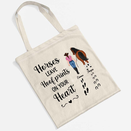 2938BUK1 personalised horses leave hoof prints on your heart tote bag 2938b6v5u_2