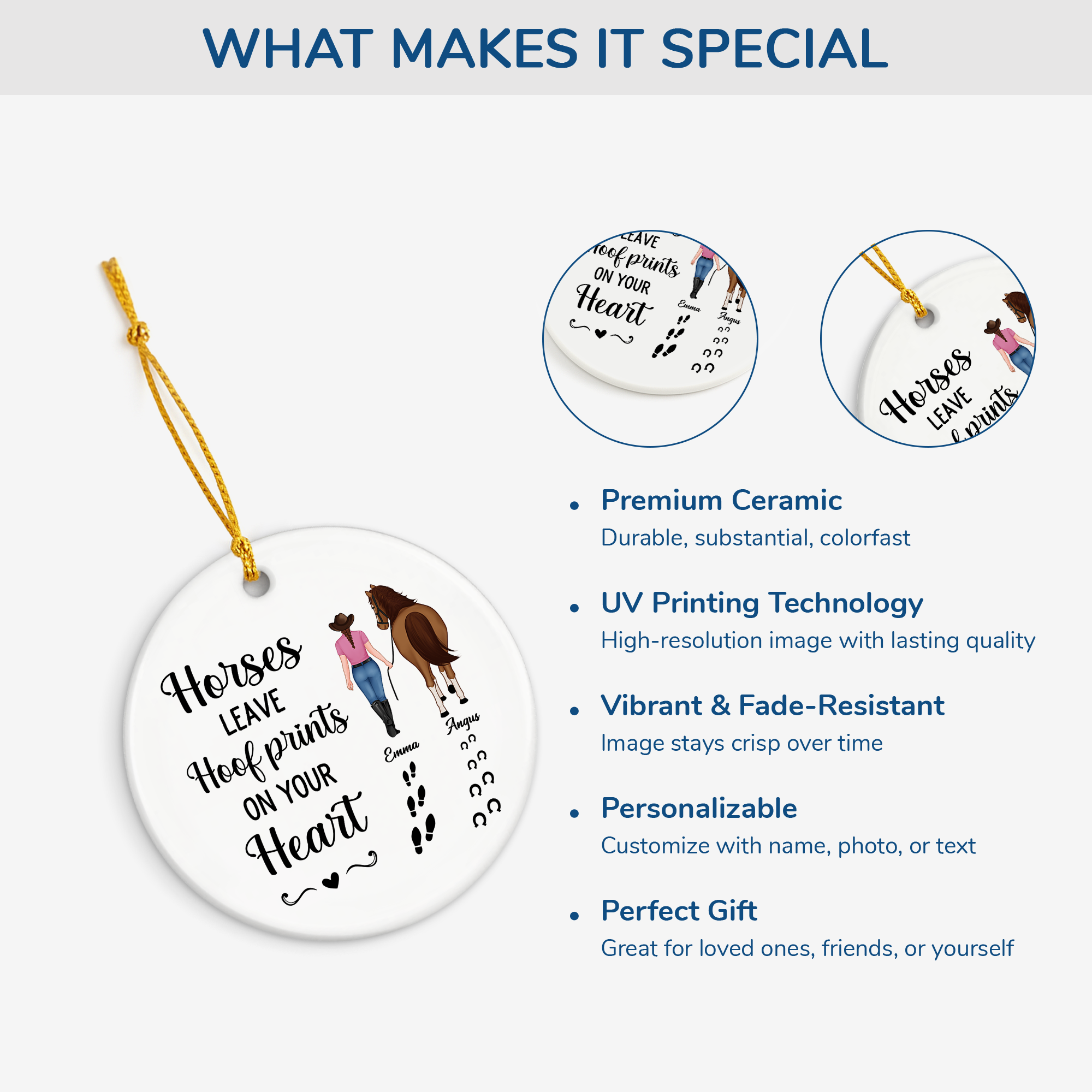2938OUS4 personalized horse gift hoof prints on your heart ceramic ornament 2938O6U7U