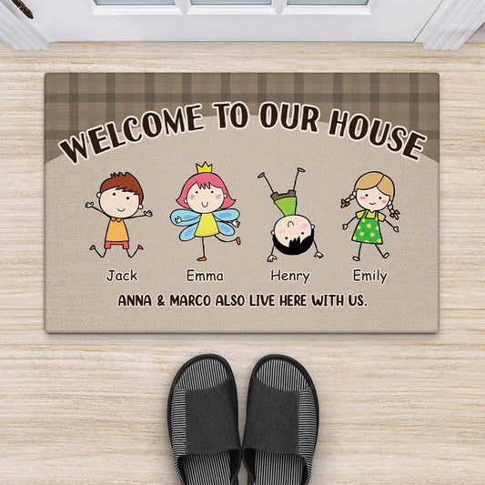 2957DUK2 welcome to our house doormat personalised gifts for family
