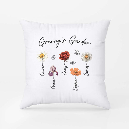 2966PUK1 grandmas garden retro pillow personalised gifts for grandma