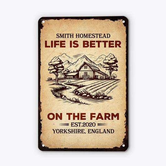 2968EUK2 life is better on the farm metal sign customised gift ideas for farmers funny