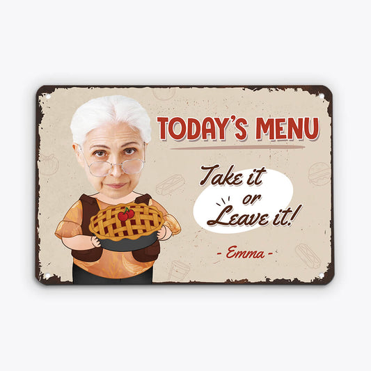 2972EUK1 todays menu metal sign personalised gifts for grandma