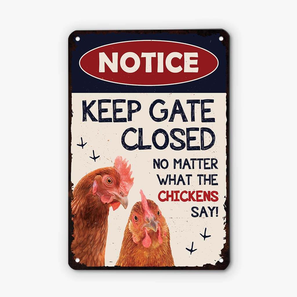 2973EUK1 notice metal sign personalised gifts for chicken lovers