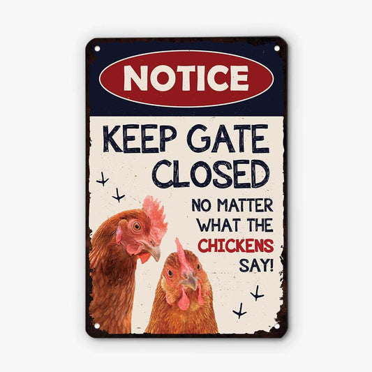 2973EUK1 notice metal sign personalised gifts for chicken lovers