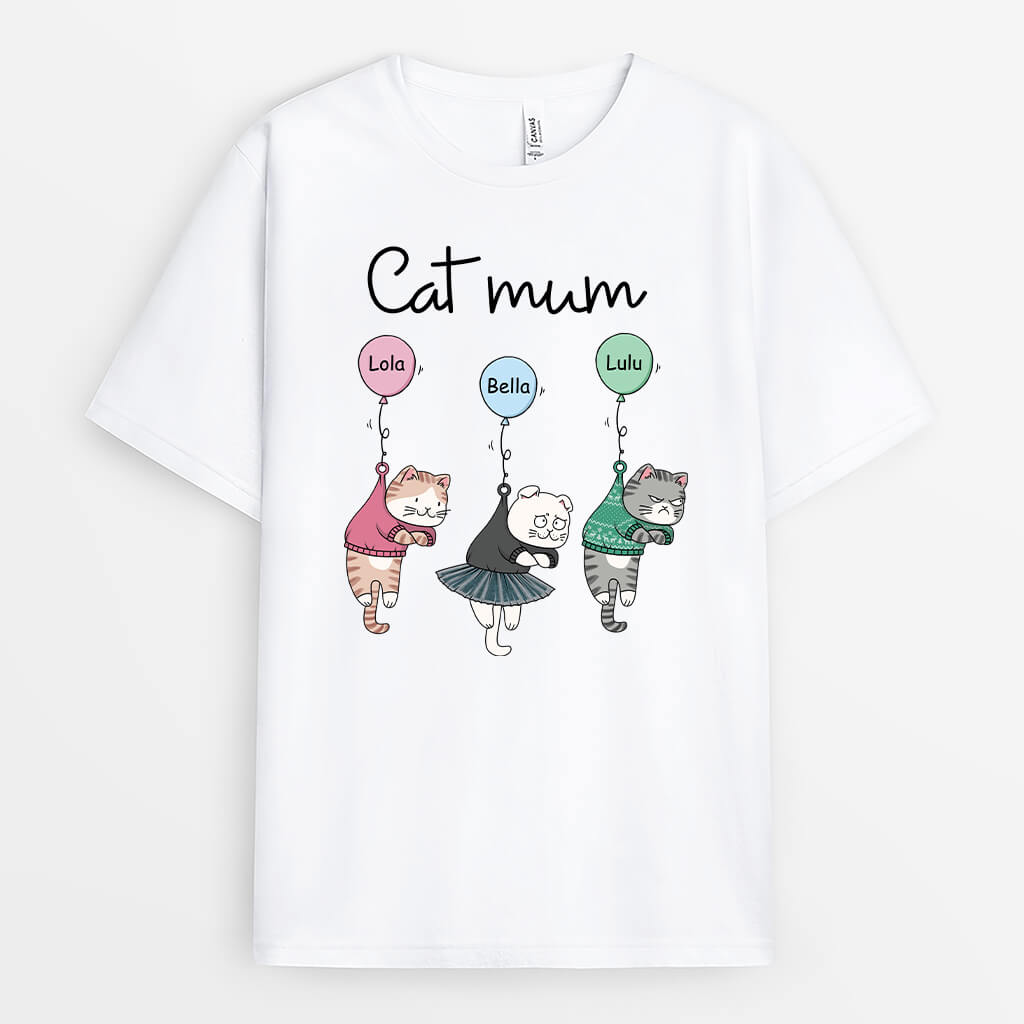 2975AUK1 balloon cat mum t shirt personalised gifts for cat mum