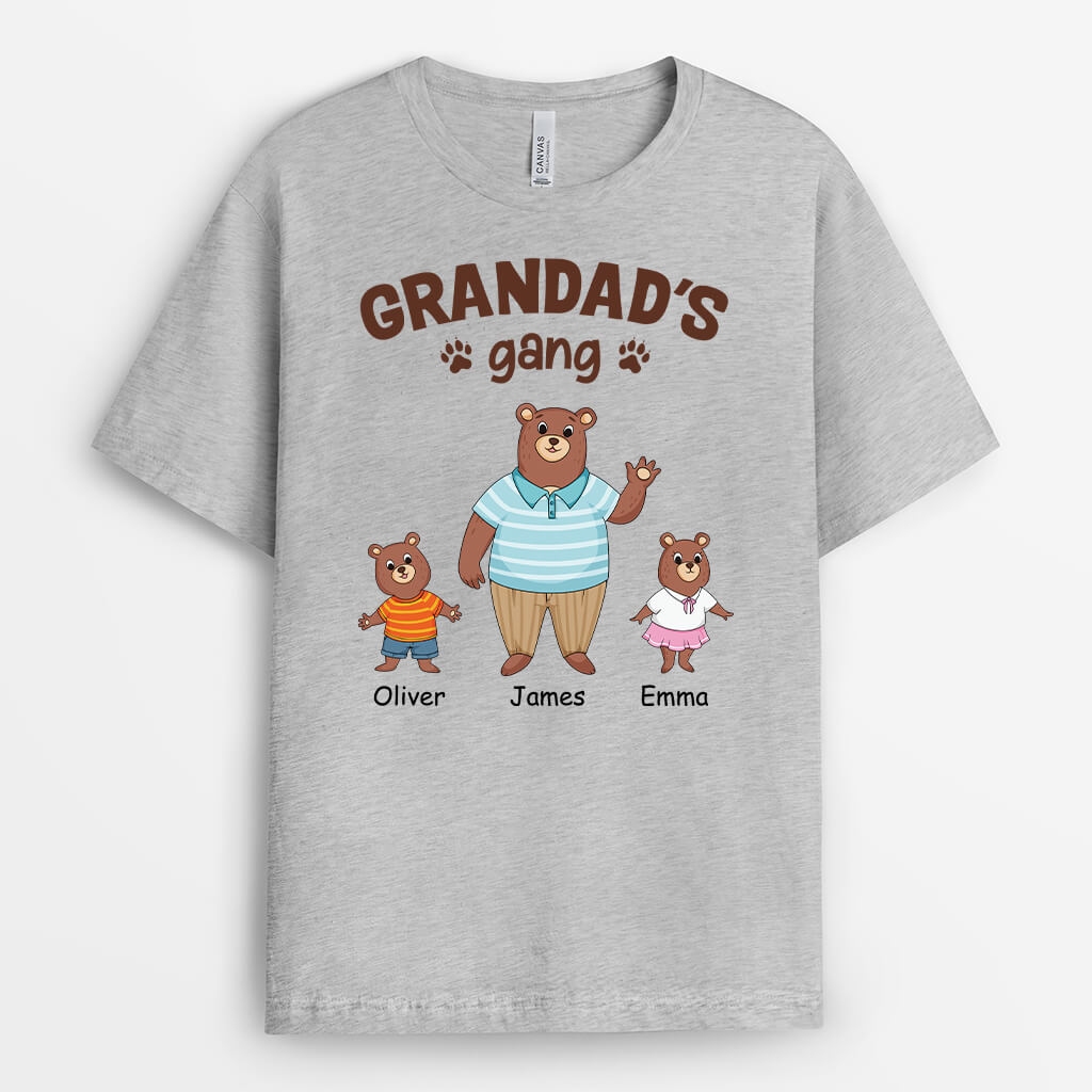 3001AUK2 bear grandmas gang t shirt personalised presents for grandma
