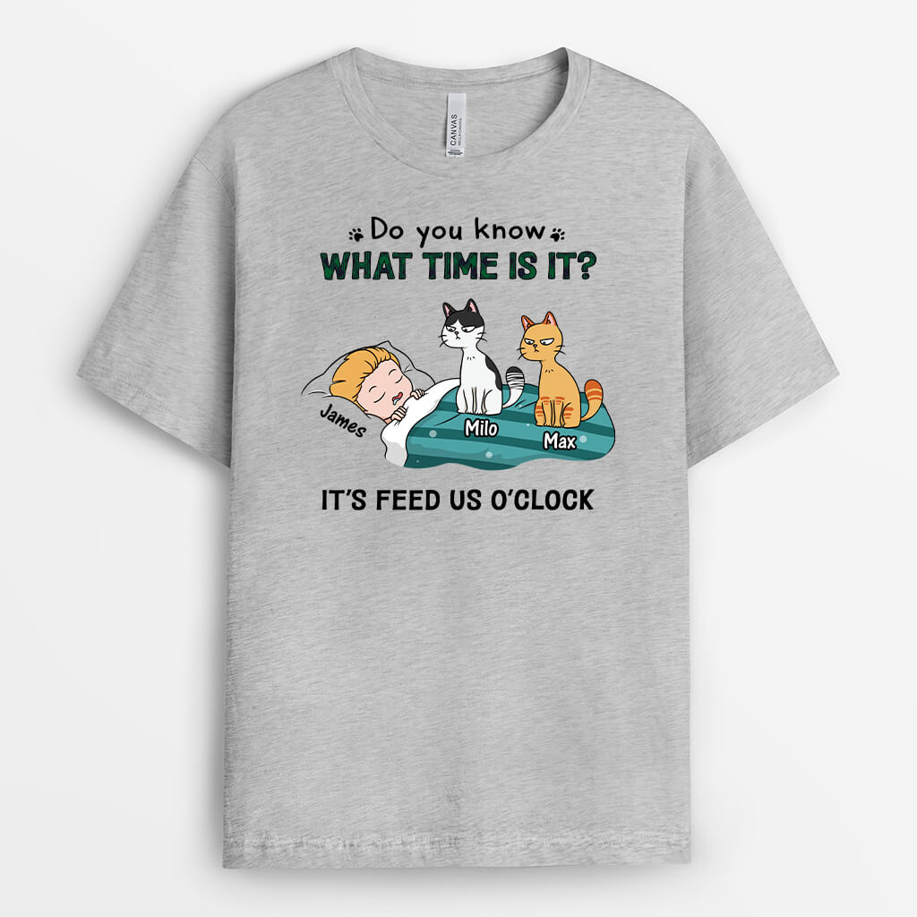 3009AUK2 do you know whats time is it funny cat t shirt personalised present ideas for her