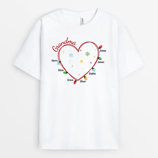 3017AUK1 grandma floral heart christmas customised t shirt for grandma