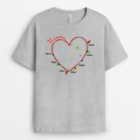 3017AUK2 grandma floral heart christmas customised t shirt for grandma