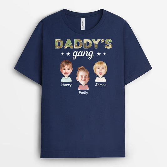 3018AUK2 3 children grandads gang t shirt personalised gifts for grandad