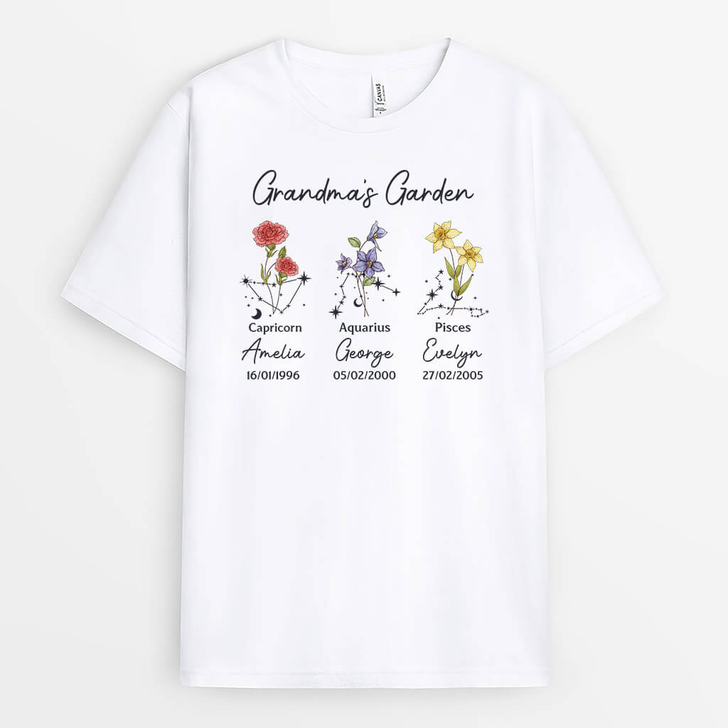 3024AUK1 grandmas garden flowers t shirt personalised gifts for grandma