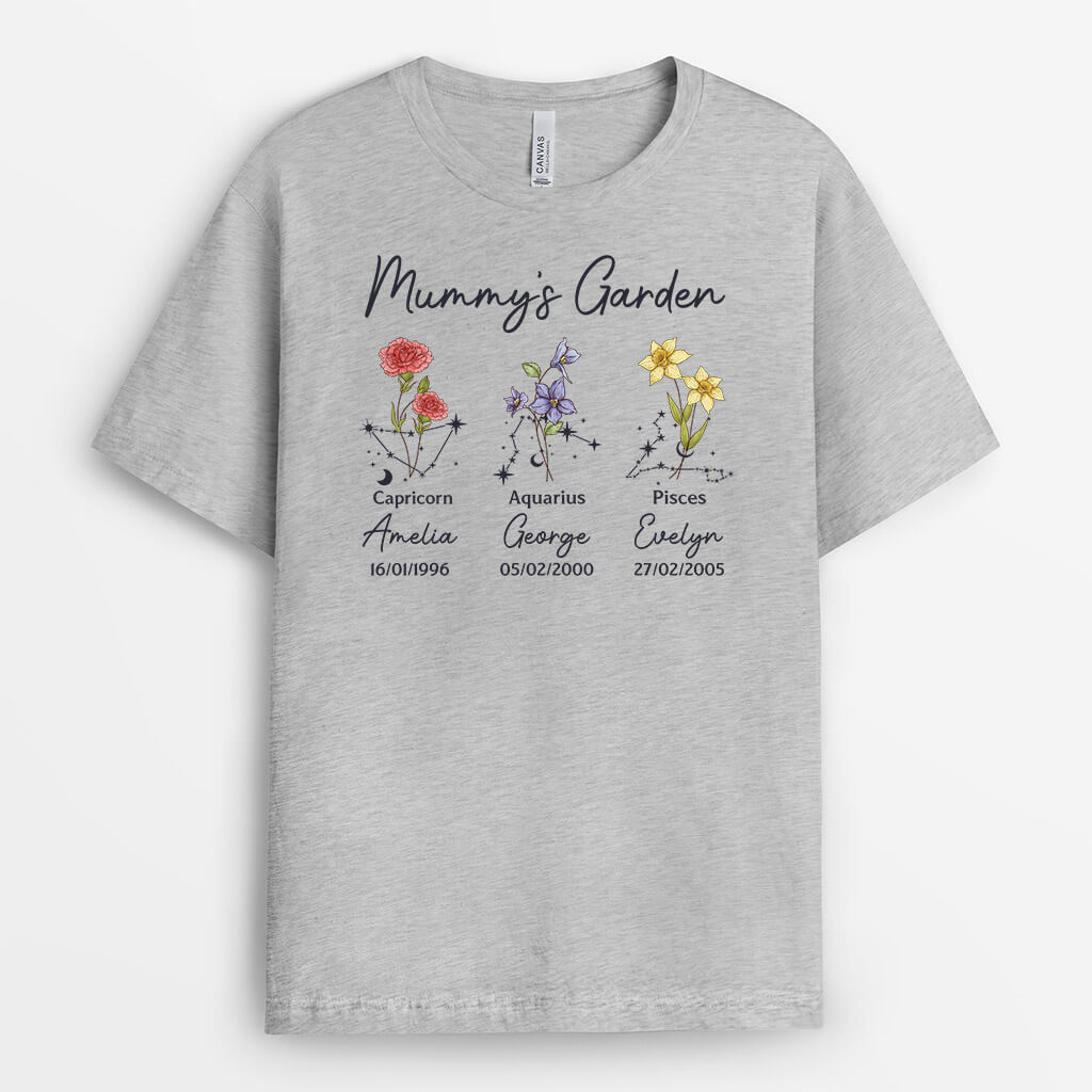 3024AUK2 grandmas garden flowers t shirt personalised gifts for grandma