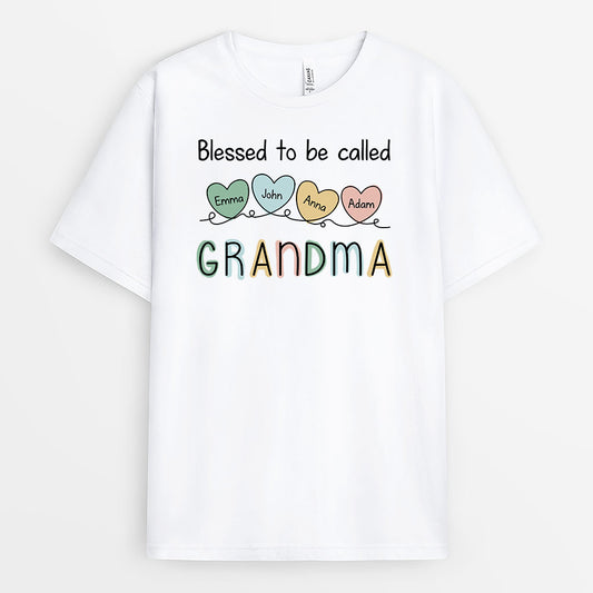 3029AUK1 blessed to be called grandma t shirt personalised presents for grandma