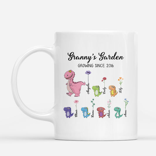 3031MUK1 personalised dinosaur grannys garden mug for grandmamum 3031m8p5a