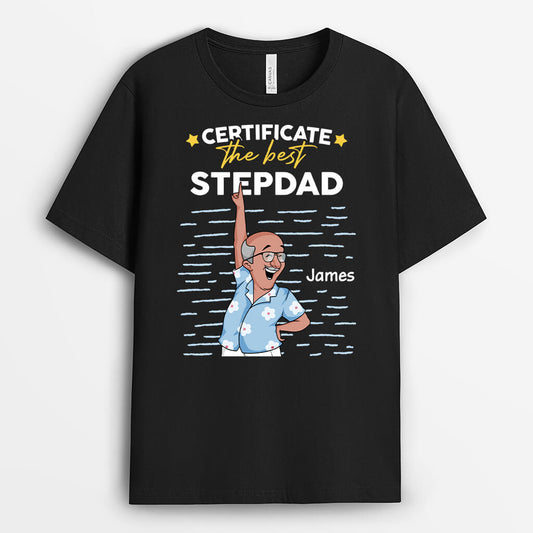 3035AUK1 certificated best step dad t shirt personalised presents for dad