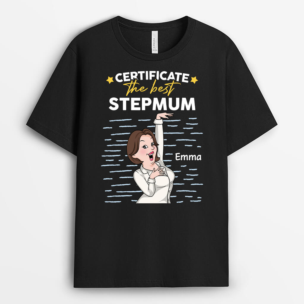 3035AUK1 certificated best step mum  personalised t shirt for mum_987f2803 bfa0 40d5 9a74 94eff64a4507