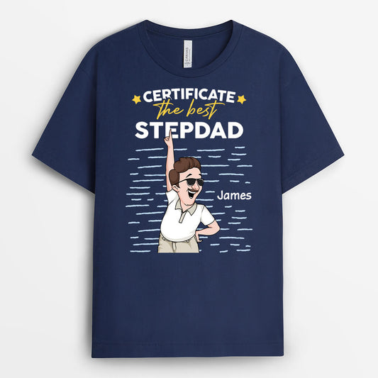 3035AUK2 certificated best step dad t shirt personalised presents for dad