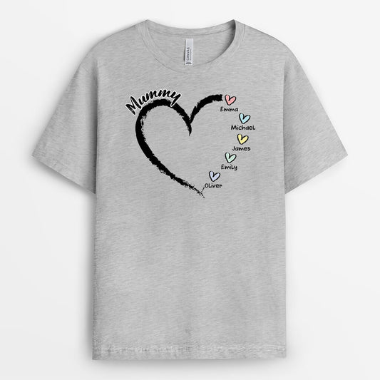3044AUK2 grandma heart names t shirt personalised presents for grandma