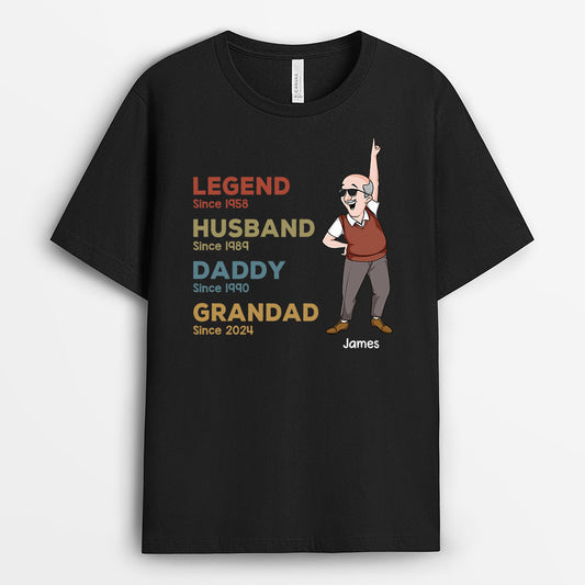 3046AUK1 legend husband daddy grandad t shirt personalised gifts for grandad