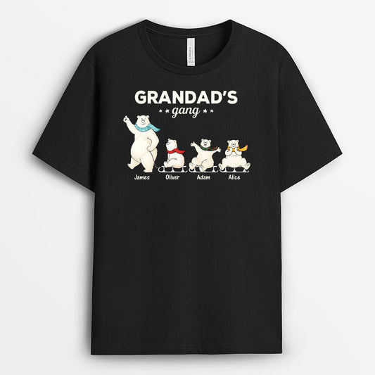 3048AUK1 white bears grandads gang t shirt personalised gifts for grandad