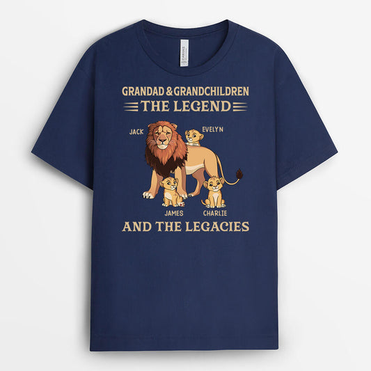3057AUK1 grandad grandchild the legend and the legacy lion personalised t shirt for grandad