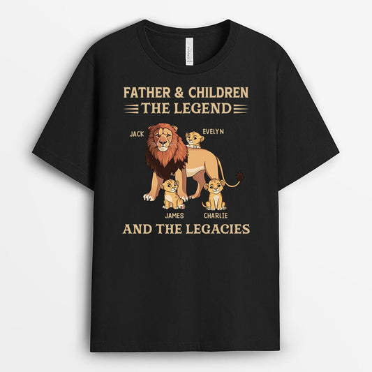 3057AUK2 grandad grandchild the legend and the legacy lion personalised t shirt for grandad