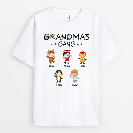 3059AUK1 grandmas gang christmas personalised t shirt for grandma