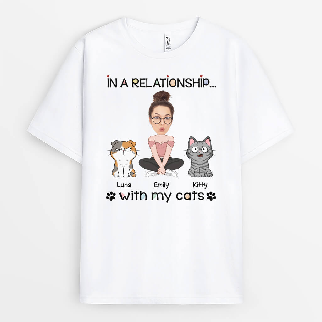 3062AUK3 in a relationship with my cats customised t shirt for cat lovers