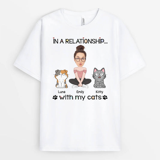 3062AUK3 in a relationship with my cats customised t shirt for cat lovers