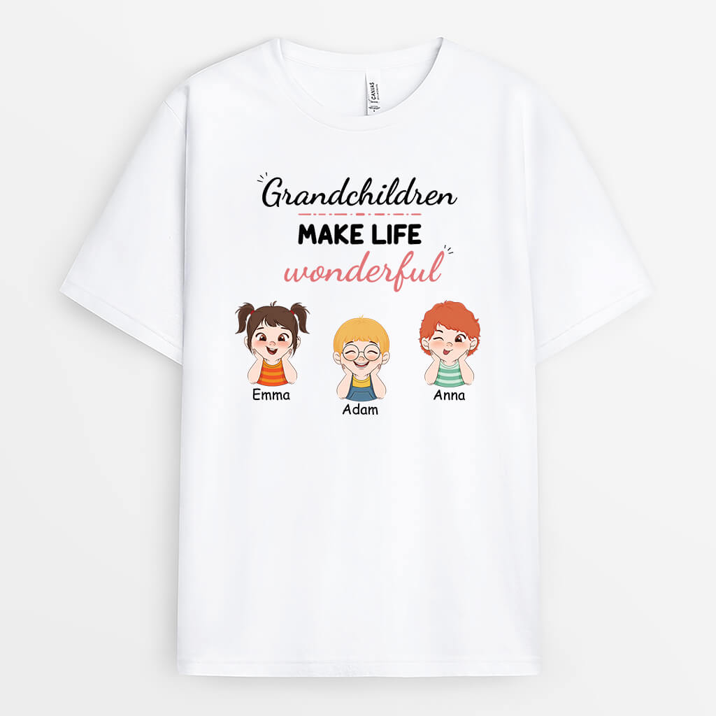 3070AUK1 grandchildren make life great personalised t shirts for grandma