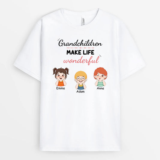 3070AUK1 grandchildren make life great personalised t shirts for grandma