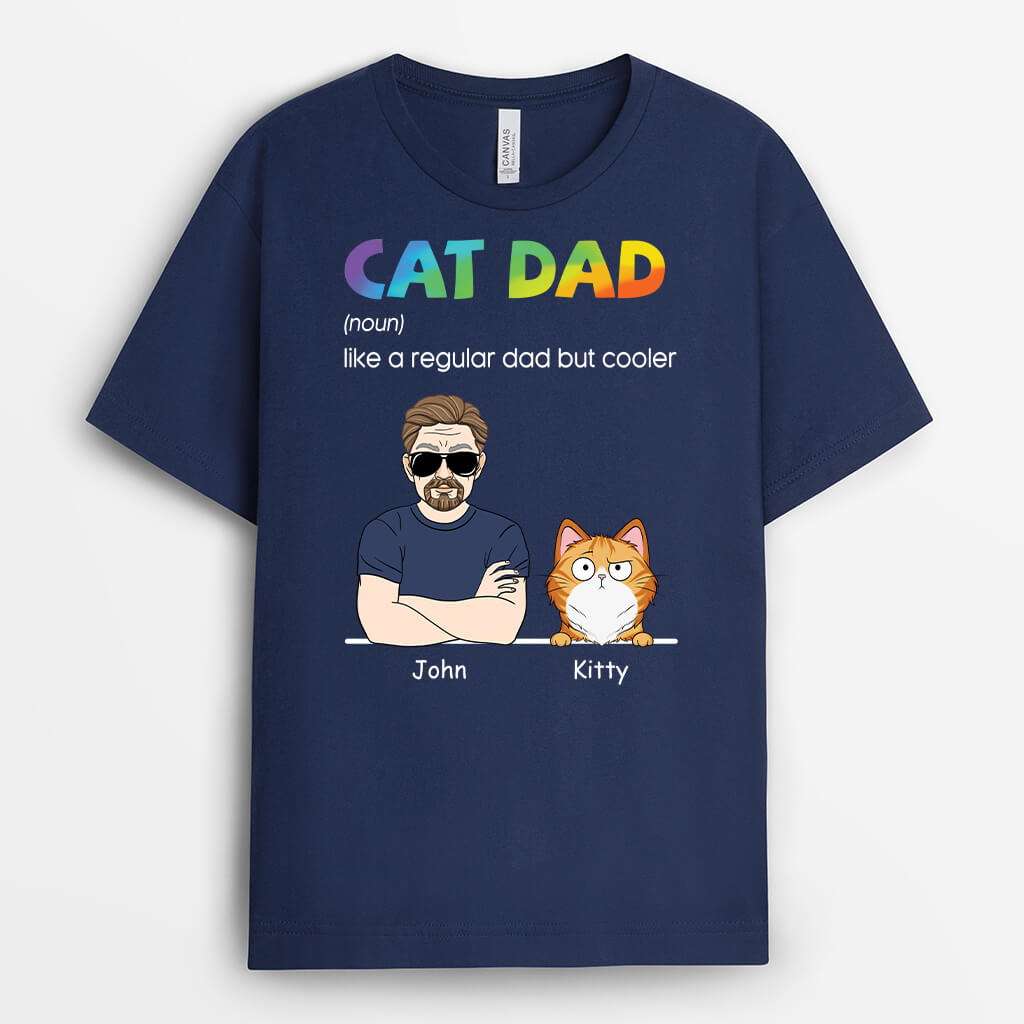 3073AUK2 cooler cat dad t shirt personalised gifts for cat dad