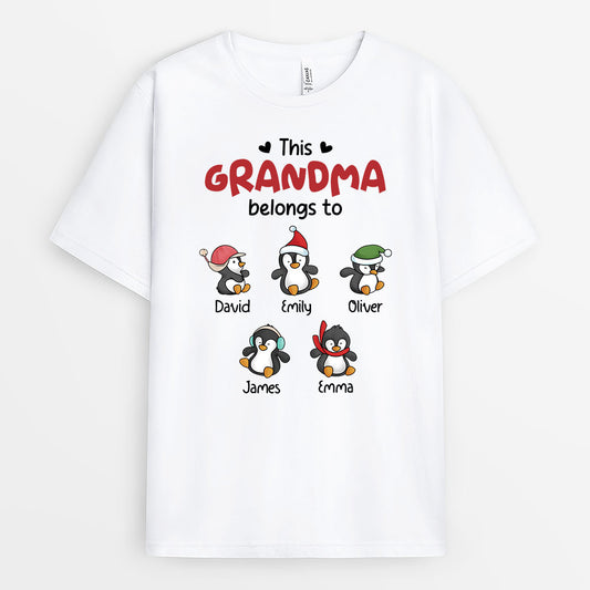 3079AUK1 this grandma belongs to penguin kids customised t shirt for grandma