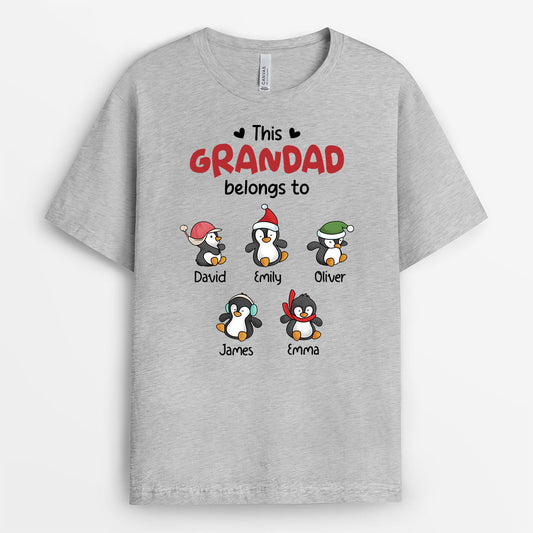 3079AUK2 this grandad belongs to penguin kids personalised t shirt for grandad