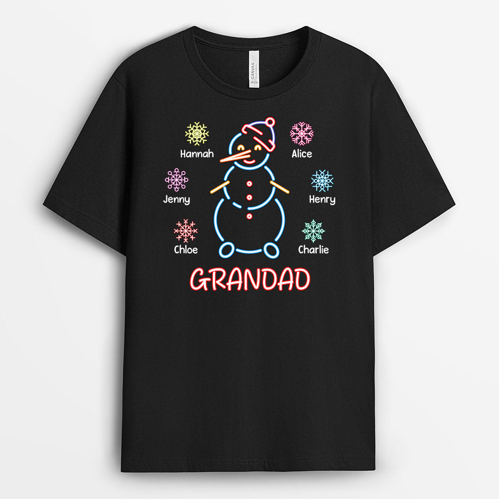 3103AUK1 neon snowman grandad t shirt  personalised presents for grandad_31bfd348 9255 48f4 80da 19b23a503370