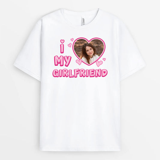 3121AUK1 i love my girlfriend pink heart t shirt custom gifts for her