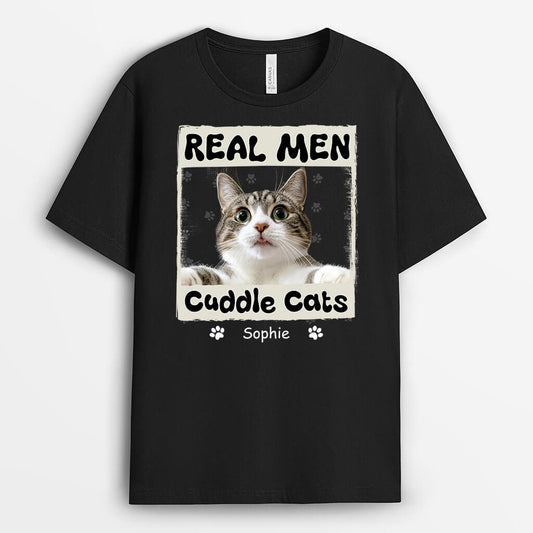 3122AUK1 real men cuddle cat t shirt customised gifts for cat lovers