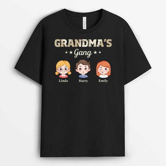 3132AUK1 grandads gang with cute grandkidss face customised t shirt for grandad