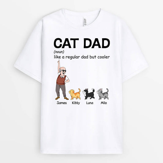 3133AUK1 cat dad like a regular dad but cooler personalised t shirt fot him