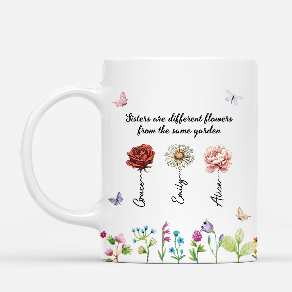 3148MUK1 sisters are different flowers mug  personalised presents for sister_02f0b5d6 5960 4611 8d27 e67b532a9bdc