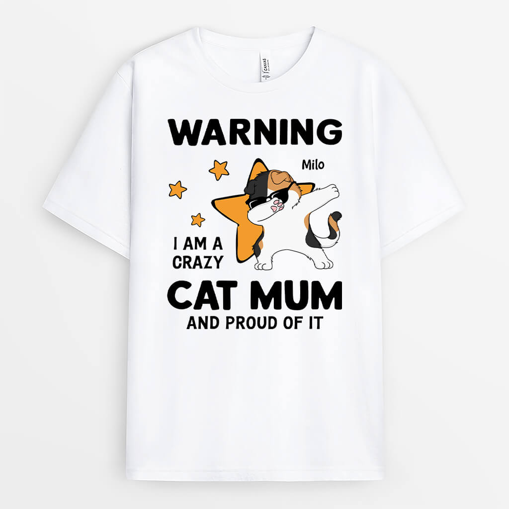 3165AUK1 warning im a crazy cat mum personalised presents for cat mum