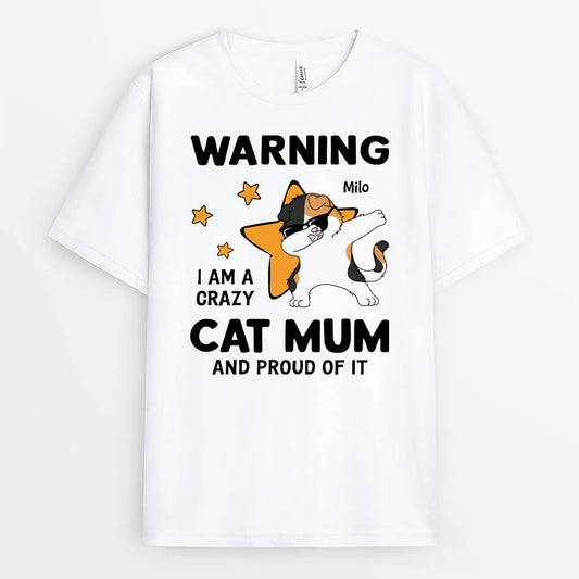 3165AUK1 warning im a crazy cat mum personalised presents for cat mum