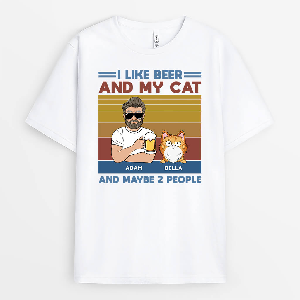 3170AUK2 i like beer t shirt personalised gifts for cat owners