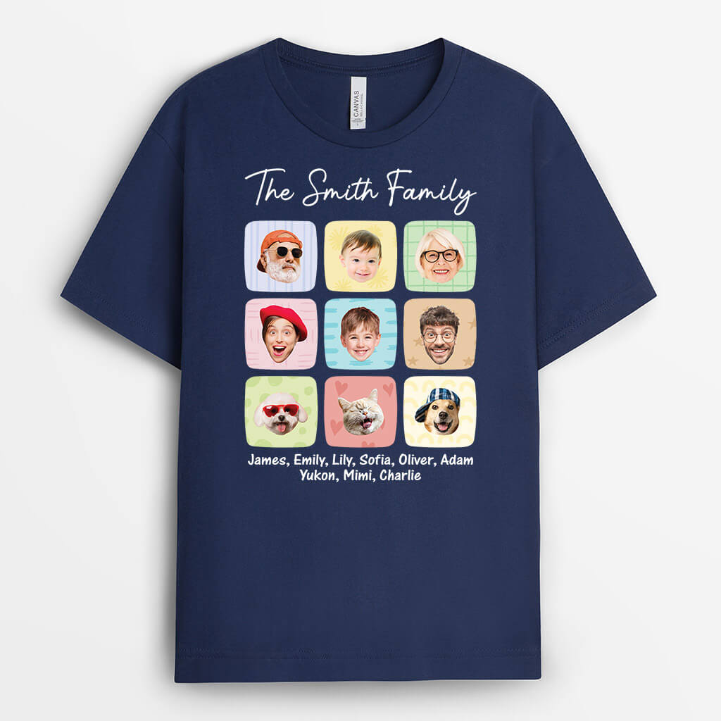 3179AUK2 face photos the smith family personalised designed t shirts for grandparents