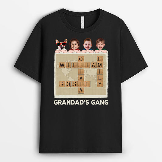 3184AUK1 grandads gang crossword personalised face t shirt for grandad