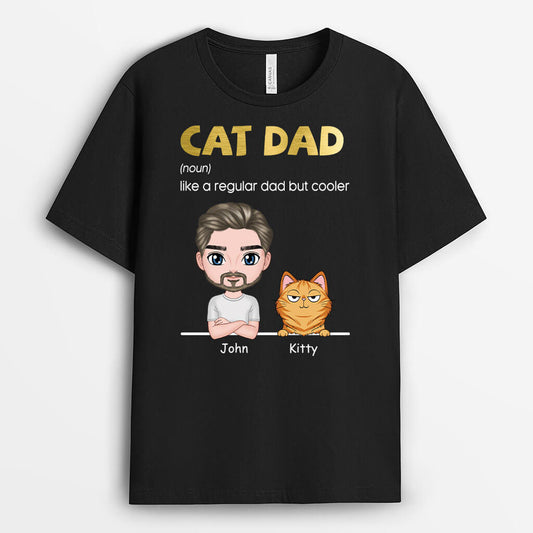 3187AUK1 cat dad dictionary t shirt customised gifts for him